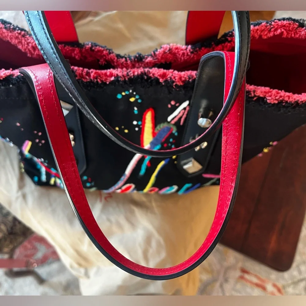EUC Christian Louboutin Frangibus Embroidered Canvas Tote - Picture 7 of 16